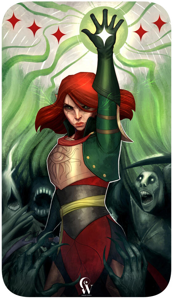 Lania Lavellan tarot card (drago age fan art)