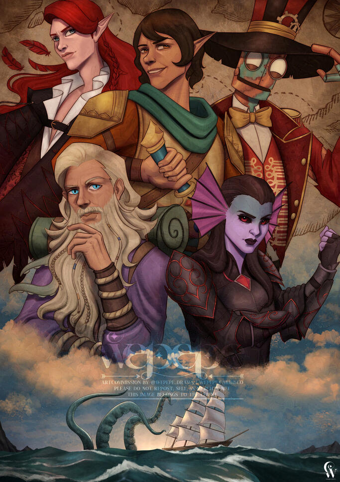 ✦ D&D Pirate Group - Poster Illustration ✦